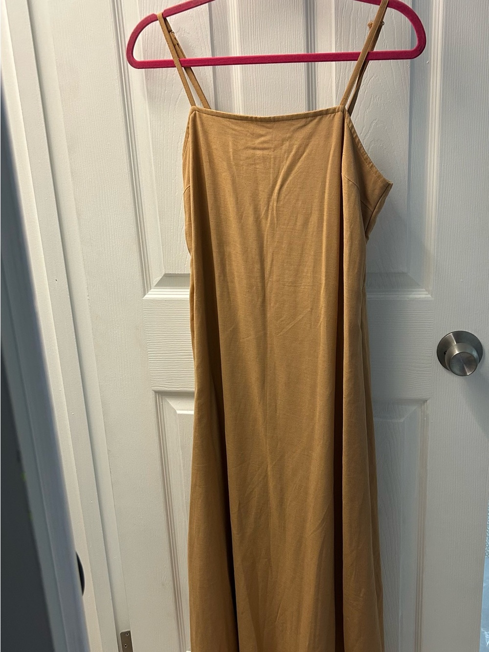 Japna Tan Maxi Slip Dress with Slim Straps
